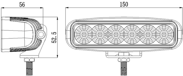 OLLSON 18 watt, 1620 Lumen, werklamp mini bar, FLOOD