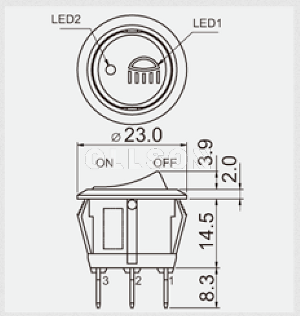 Schakelaar Aan / Uit Symbool Logo Geel 20A 14V